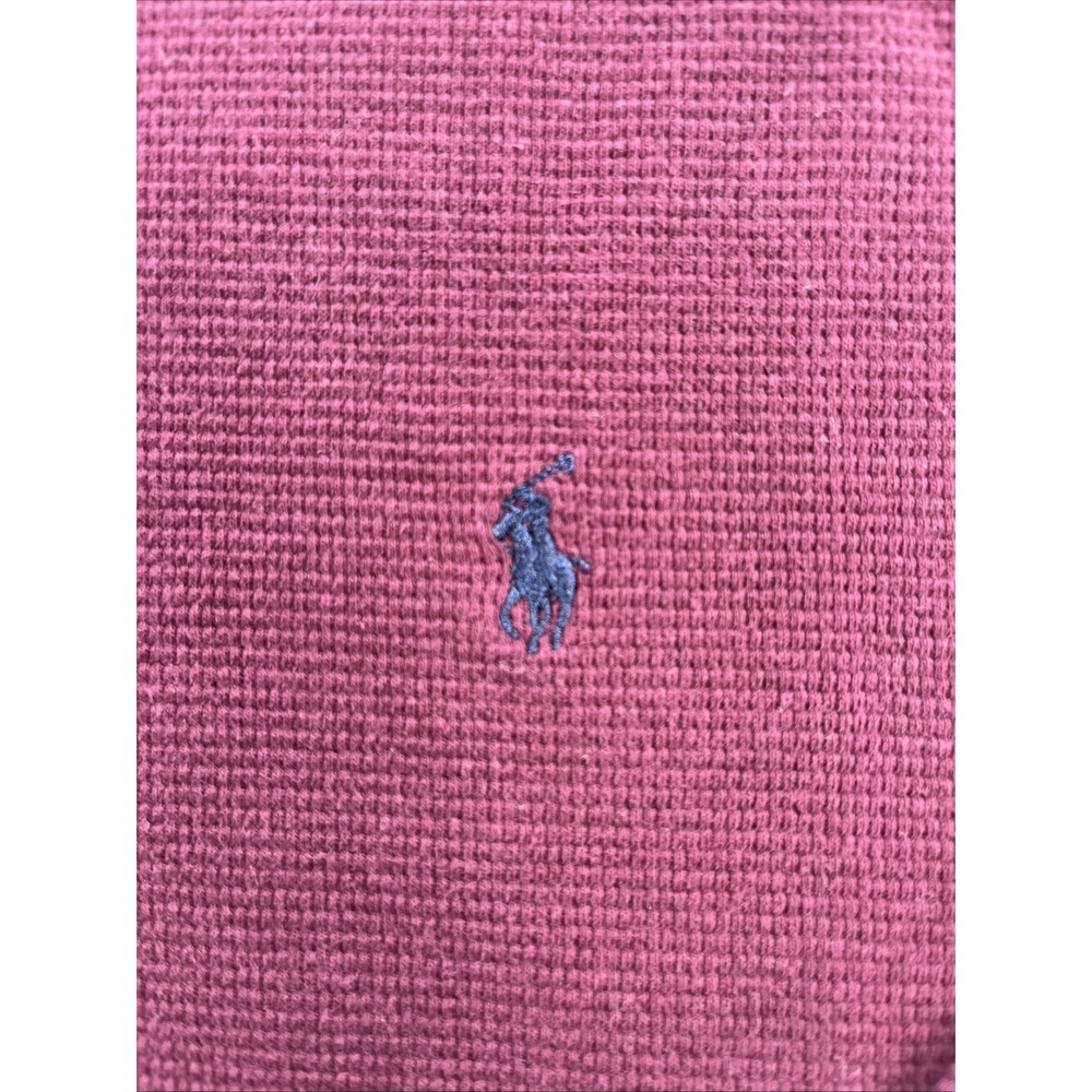 Polo Ralph Lauren Shirt Mens XL Maroon Waffle Knit Thermal Sleepwear Long Sleeve - Picture 3 of 7